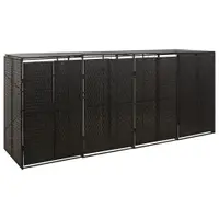 Gossi magazie de pubele cvadrupla, negru, 274x80x117 cm, poliratan