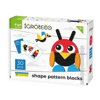 Blocuri geometrice din lemn, 30 piese