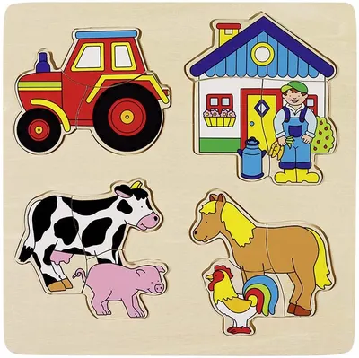 Puzzle din lemn Goki - Ferma