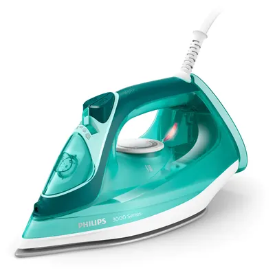 Fier de calcat Philips DST3030/70 Seria 3000, 2400 W, jet continuu de abur 40g/min, rezervor apa 300 ml, talpa ceramica, Turcoaz