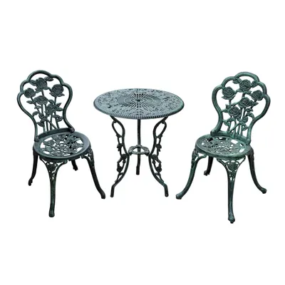 Outsunny Set Elegant de Grădină 2 Persoane, 2 Scaune si Masă Rotundă în Stil Neo-Retro, verde | Aosom Romania