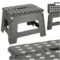 Scaunel pentru copii, Ikonka, pliabil realizat din plastic, dimensiune 22 x 28.5 cm, Dark Grey