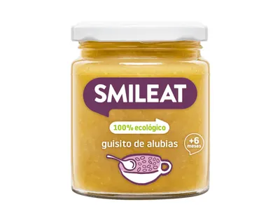 Piure de legume cu fasole alba, vitel si ulei de masline Bio +6 luni, 230g, Smileat