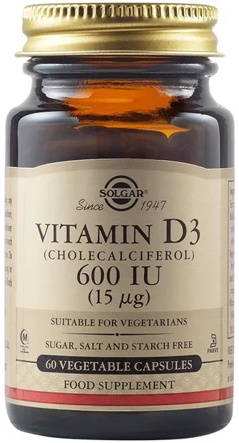 Vitamin D3, 600 IU, 60 capsule vegetale, Solgar