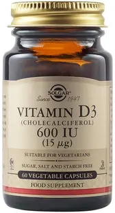 Vitamin D3, 600 IU, 60 capsule vegetale, Solgar