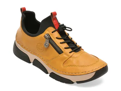 Pantofi sport RIEKER galbeni, 45951, din piele ecologica