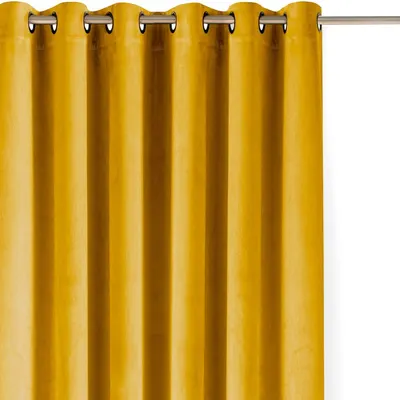 Draperie galben-muștar dimout (semi-opacă) din catifea 200x250 cm Velto – Filumi