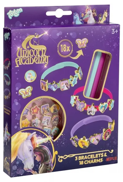 Set creativ Totum Unicorn Academy - Fă singur brățări, 3 bucăți