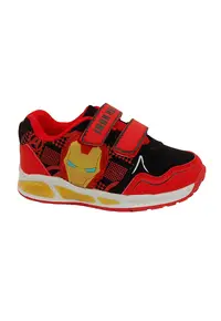 Pantofi sport cu imprimeu Iron Man si velcro - Rosu