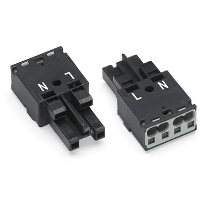 Socket; 2-pole; Cod. A; 4,00 mm²; black