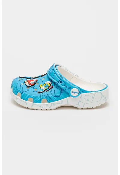 Saboti slingback cu model clasic si imprimeu desene animate - Rosu/Albastru pastel/Alb optic