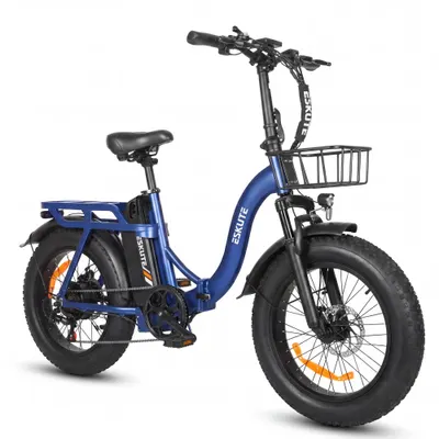 ESKUTE D202 Bicicletă pliabilă fat bike cu coș frontal, baterie de 48V 20.8 Ah