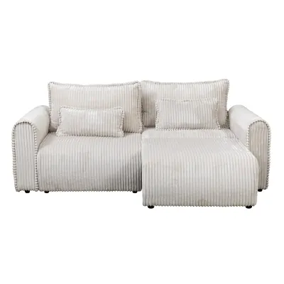 Coltar Canapea extensibil BELLAGIO, cu arcuri si lada depozitare, colt interschimbabil, bej, 250x125 165x95 cm