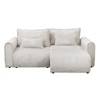 Coltar Canapea extensibil BELLAGIO, cu arcuri si lada depozitare, colt interschimbabil, bej, 250x125 165x95 cm