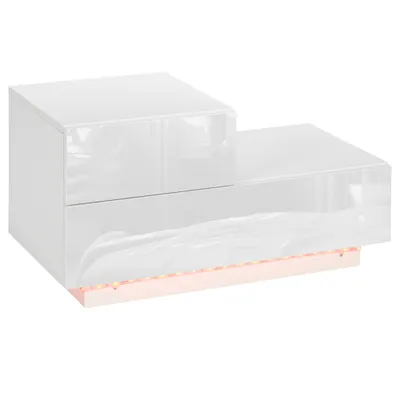 Noptieră LED Modernă HOMCOM | 16 Culori RGB cu Telecomandă | 2 Sertare | PAL | 70x37x38 cm | Alb | Aosom Romania