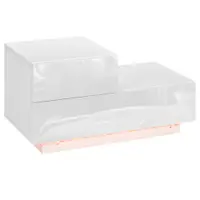 Noptieră LED Modernă HOMCOM | 16 Culori RGB cu Telecomandă | 2 Sertare | PAL | 70x37x38 cm | Alb | Aosom Romania