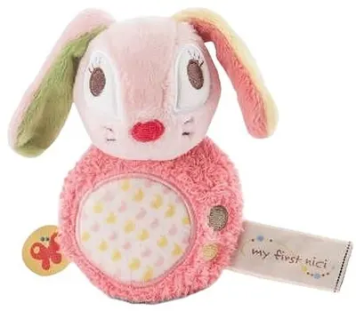 Jucărie moale cu zornaitoare NICI - Hopsali iepurele, 12 cm