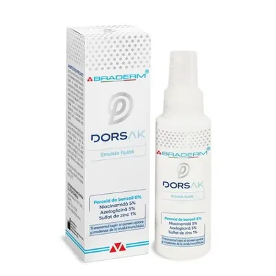 Dorsak spray emulsie acneea trunchiului, 100 ml, Braderm