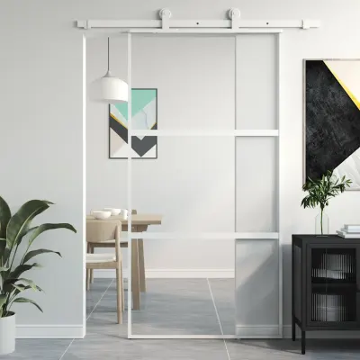 vidaXL Ușă glisantă, alb, 102,5x205 cm, sticlă securizată/aluminiu