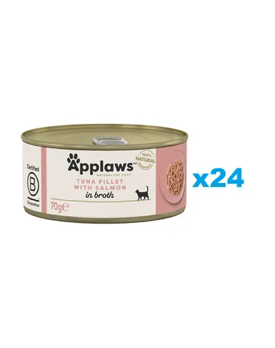 APPLAWS Cat Filet Set conserve pisica, cu ton si somon in sos 24x70 g