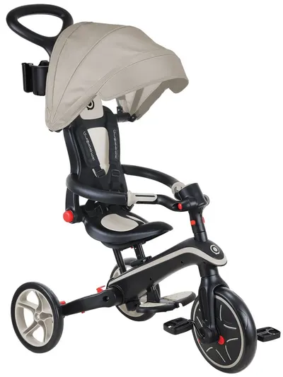 Tricicletă pliabilă pentru copii 4 în 1 Globber - Explorer Trike Foldable, bej