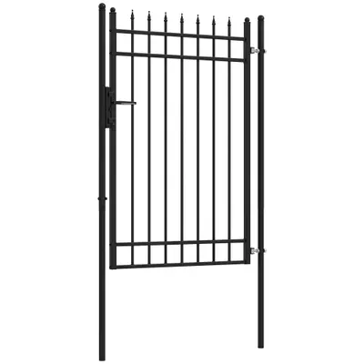 Outsunny Poartă de Grădină cu Încuietoare, 3 Chei și 2 Stâlpi, 107x204 cm, Negru | Aosom Romania