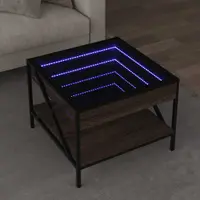 vidaXL Măsuță de cafea cu LED infinity, stejar maro, 50x50x38 cm