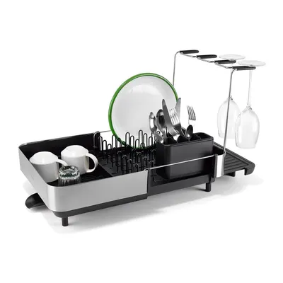 Scurgător de vase negru ajustabil din plastic 35,5x38 cm Extend Steel Plus – Joseph Joseph