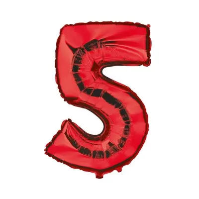 Balon folie cifra rosu metalizat, inaltime 35 cm, pentru aniversare