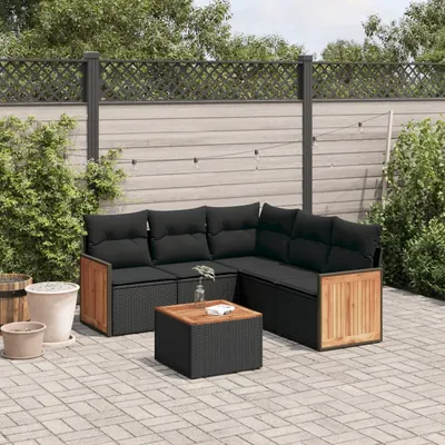 Gossi set mobilier de gradina cu perne, 6 piese, negru, poliratan