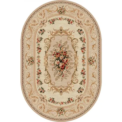 Covor Oval, 80 x 150 cm, Bej, Model Clasic Lotos 535