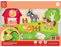 Puzzle educativ din lemn Hape - Fermă, 10 piese