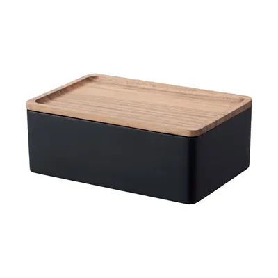Cutie de depozitare neagră cu capac 18,5x12,5x7 cm Rin – YAMAZAKI