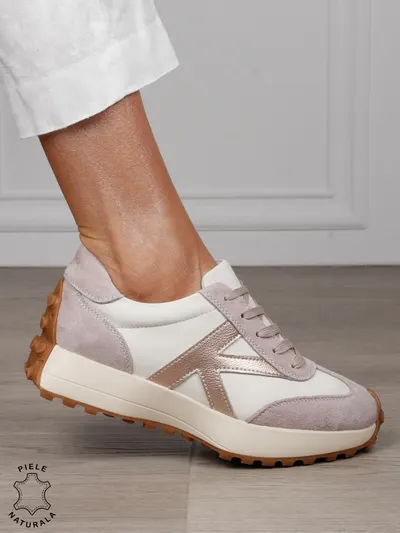Pantofi Casual dama din Piele Naturala cu model special CRL1551 BEJ
