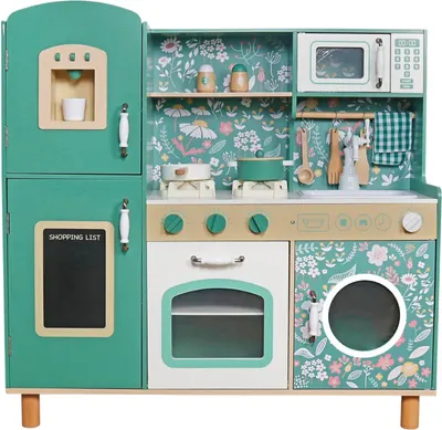 Bucătărie din lemn pentru copii Ginger Home - cu funcții și accesorii, verde