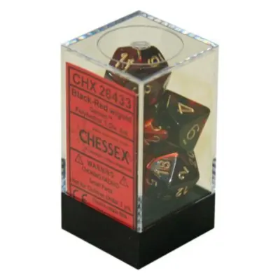 Set 7 Zaruri Chessex Gemini Polyhedral - Negru-Rosu/Auriu