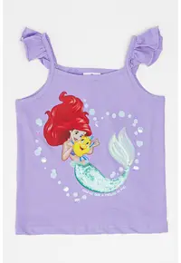 Top din amestec de bumbac cu imprimeu Disney Princess - Verde/Violet deschis