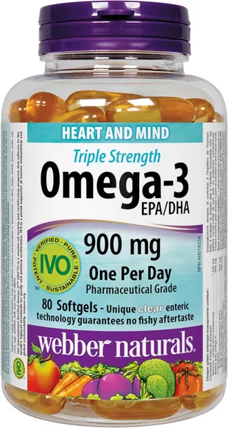 Omega-3 Triple Strenght, 900 mg, 80 capsule, Webber Naturals