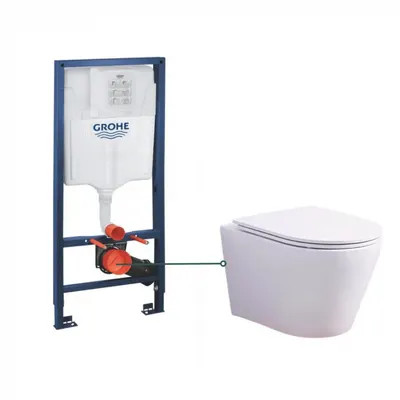 Set vas wc suspendat rimless cu capac soft close Oslo si rezervor wc incastrat Grohe Rapid SL