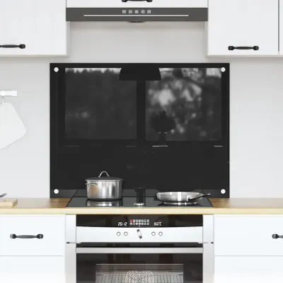 vidaXL Panou de bucătărie Negru 80 x 60 cm sticlă securizată