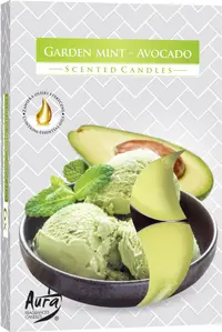 Lumanari parfumate Bispol Aura - Garden Mint-Avocado, 6 bucăți