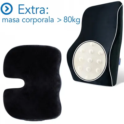 Set perna ortopedica pentru spate si perna de sezut Suporto Extra spuma cu memorie
