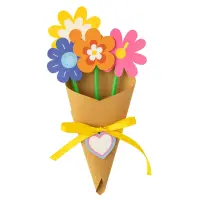 Buchet de flori din hârtie kraft cu stickere colorate (set 6 buc) - Default Title