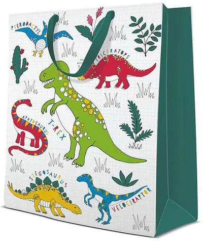 Punguță cadou Paw - Dinosaur, 30 x 41 x 12 cm