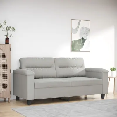 Gossi canapea cu 2 locuri, gri deschis, 140 cm, tesatura microfibra