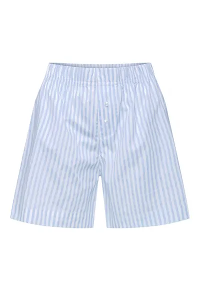 Pantaloni scurti dama - Bumbac - Alb/Albastru