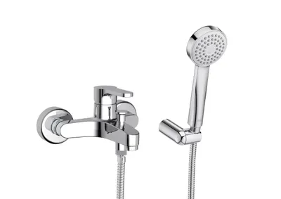 Set 2 in 1 baterie cada Roca Arola A5A0A6AC0K, aparenta, para de dus, furtun de dus, suport para de dus, Crom