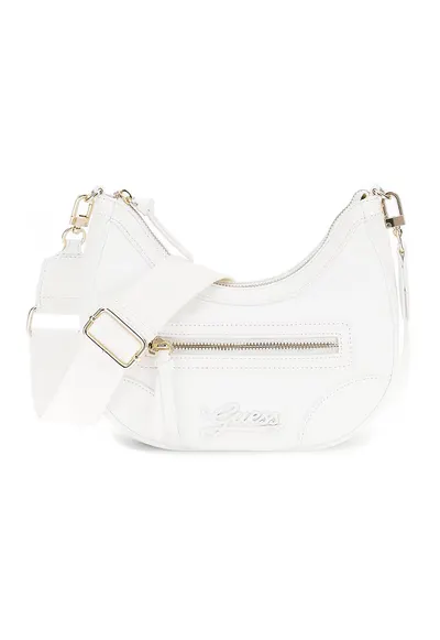 Geanta crossbody de piele ecologica cu bareta ajustabila - Alb