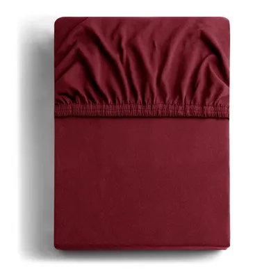 Cearceaf burgundy din jerseu cu elastic 220x200 cm Amber – Restilo