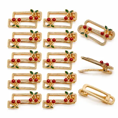 Set 2 Clame| Cioc Metalic Cirese| Accesorii de Par Engros